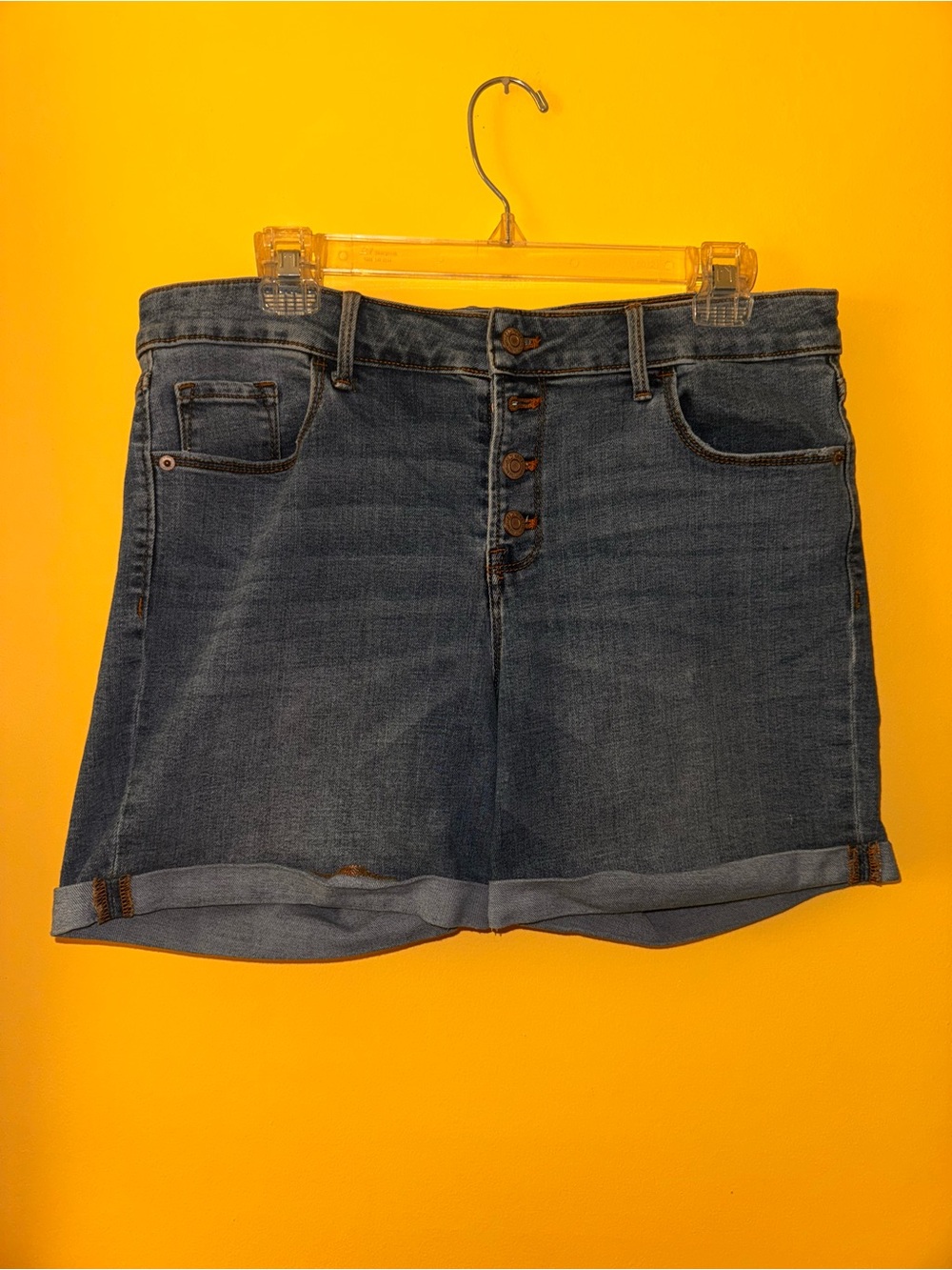 Old Navy Dark Blue Button-Front Denim Shorts